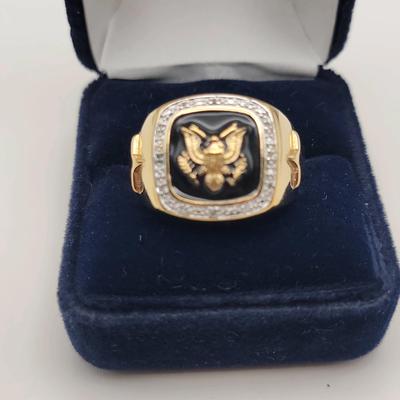 Danbury mint US Army Ring 14k GOLD PLATED W/Diamonds