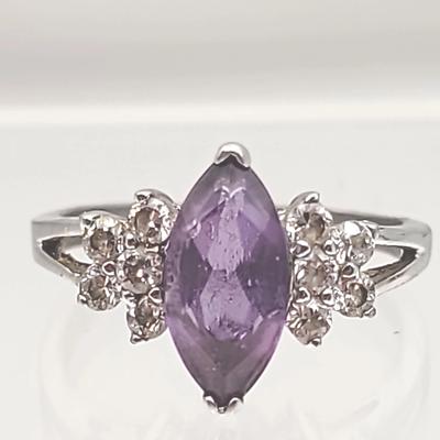 Marquise-Cut Amethyst Sterling Ring