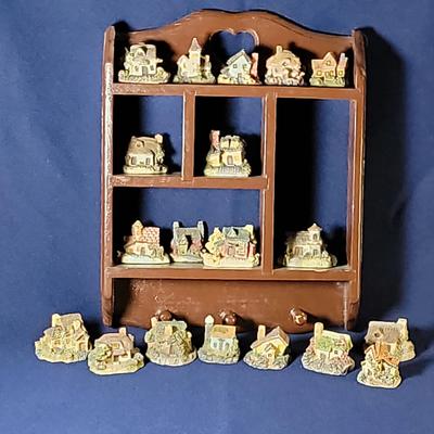 Display Shelf With Miniature Cottages