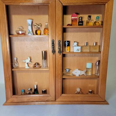 Vintage Miniature Perfumes And Wall Mount Curio (No Glass)