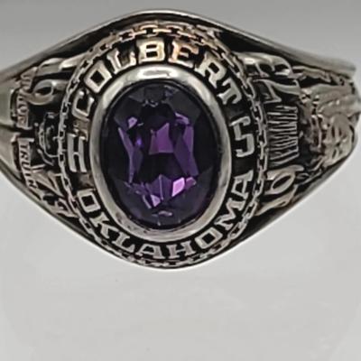 1973 Colbert Oklahoma 10kt Class Ring With Purple Stone - Size 7 1/2
