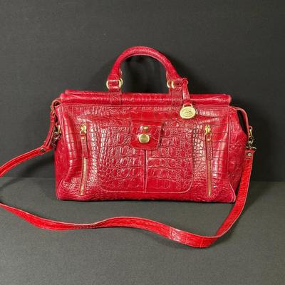 Brahmin Red Leather Croc Embossed Purse