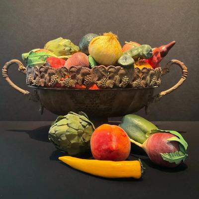 Metal Basket Of Fruits And Veggies