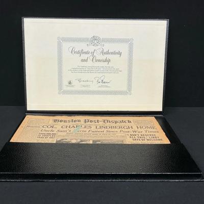 1927 Houston Post Dispatch NewsPaper With COA