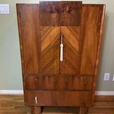 Art Deco Burr Walnut Armoire 