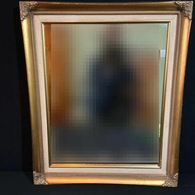 Gold-Framed Beveled Glass Mirror 