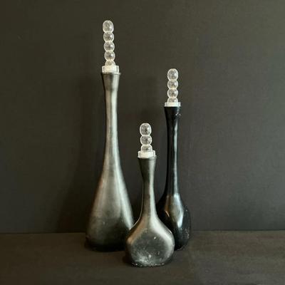 Three Montage Pewter Vases