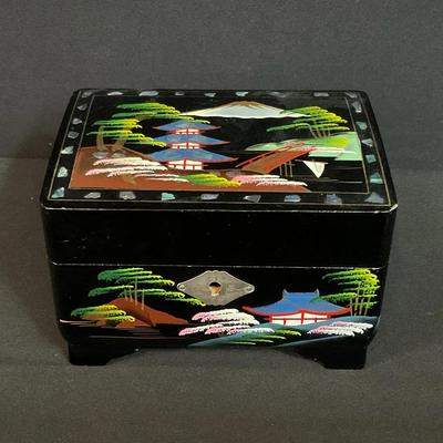 Vintage Black Lacquer Japanese Music Box