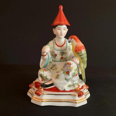Chinese Figurine, Woman With A Bird