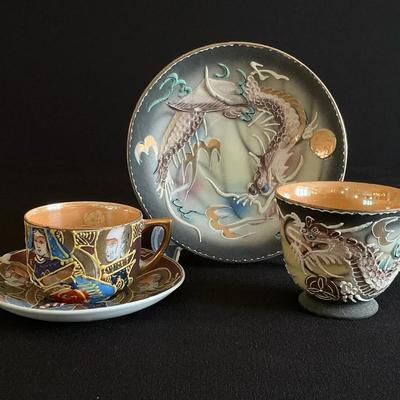Japanese Handpainted Tea Cups & Saucers