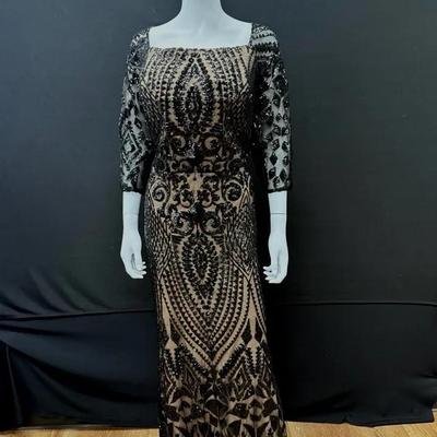 Women’s Black Sequined Gown, Size 22