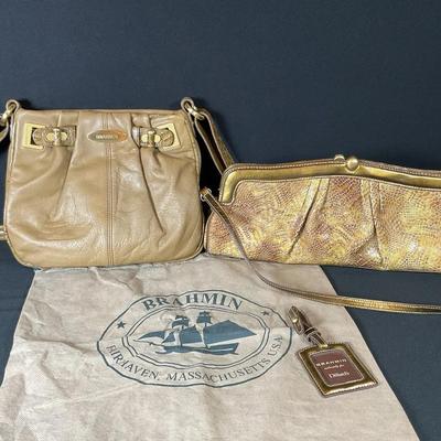 Brahmin Patent Leather And Tan Purses