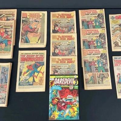 1973 Daredevil Marvel Comics, Two Gun Kid & More Coverless Comic Books 