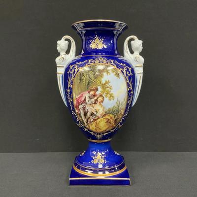 Limoges Cobalt Urn Style Vase