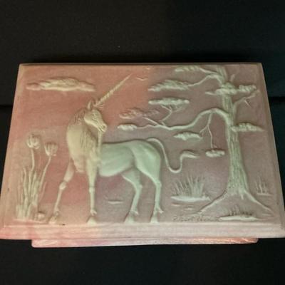 Incolay Soapstone Pink Unicorn Music Box 