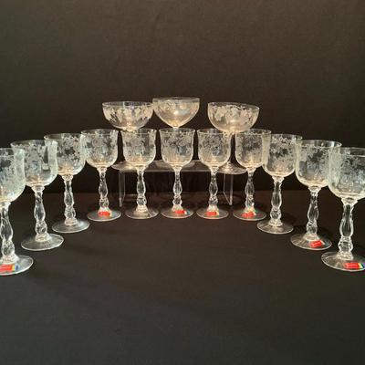 Fostoria Etched Crystal Stemmed Glasses