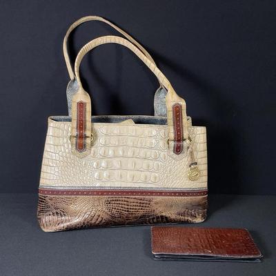 Brahmin Beige And Bown Melbourne Bag And Wallet
