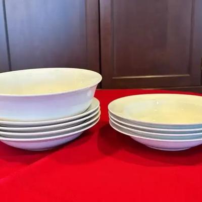 White, White, And White - 8 Assorted Ceramic Soup Bowls - 1 Large Serving Bowl
