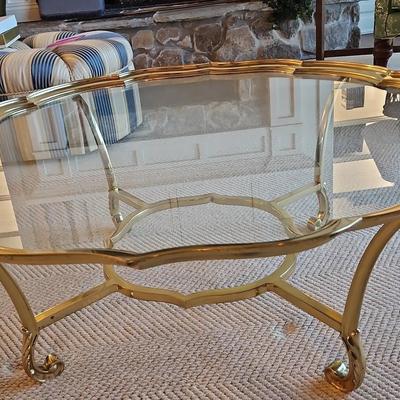 Glass And Brass Coffee Table 