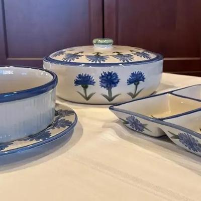 Louisville Stoneware Bachelor Button Casserole Set