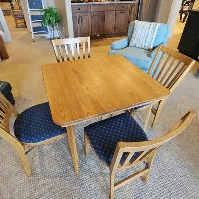 Wood Card Table With 4 Matching, Folding Chairs 