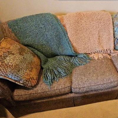 Collection Of Assorted Textured Throws With Fringe Detail