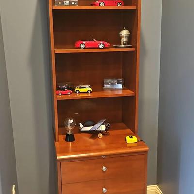 Solid Wood  Combination  Book Shelves with 2 Deep Drawers For Hanging Files