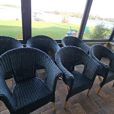 Black Rattan Stackable Patio Chairs