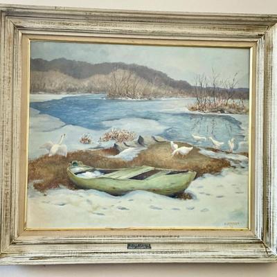 Sale Photo Thumbnail #49: Original Bernhard Berntsen painting of Cline's Landing at Great Falls, VA