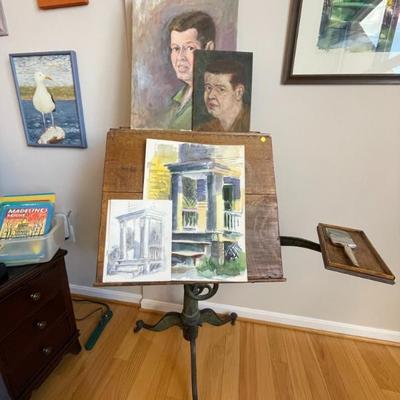 Sale Photo Thumbnail #3: Antique Victorian-era crank-handled drafting table