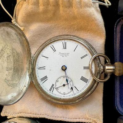 Sale Photo Thumbnail #36: Antique 1885 American Waltham .800 coin hunter's case pocket watch