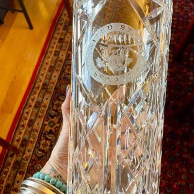 Sale Photo Thumbnail #84: United States Senate etched crystal vase by Waterford