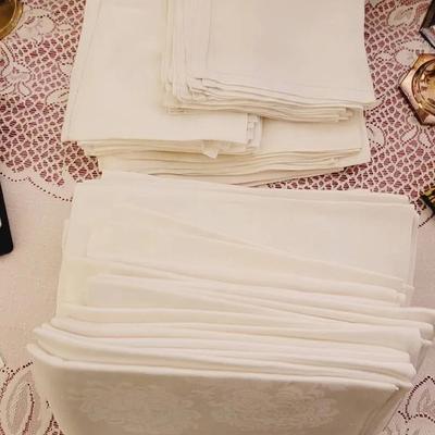 Large Lot of Cloth Napkins - Linen and Some Cotton Damask 