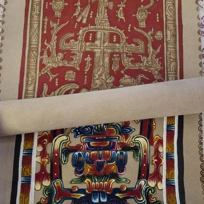 Painted Dyed Leather Mayan Art Chiapus Mexico X2 