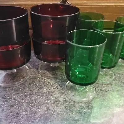 Luminary Kelly and Ruby Glass Cocktail Glasses Mid Century 