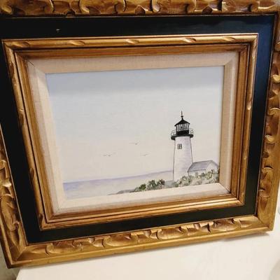 Original Painting Lighthouse and Beach -Unsigned Acrylic 