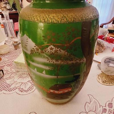Norleans Japan Handpainted Pagoda Scene Vase 