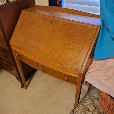 Maple Drop Front Small Secretary Desk Antique