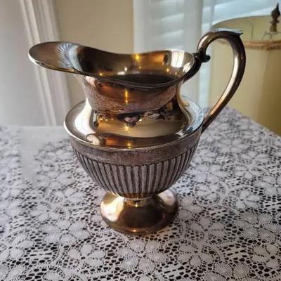 Silver On Copper Pitcher Ewer Vintage Silver Plate