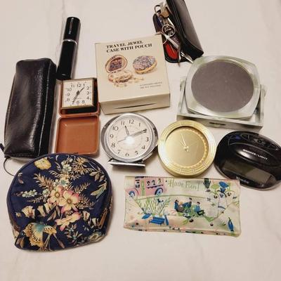 Travel Items Vintage Lot - Bags Toiletries Travel Clocks and More