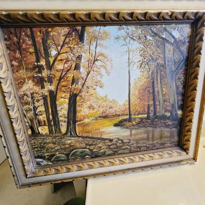 Hand Painted Fall Creek Scene - Unsigned Original Acrylic Painting 