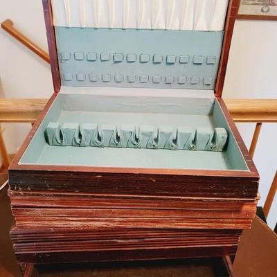 Silverware Chests - Wood and Flannel TLC Needed - 3 Pc Lot 