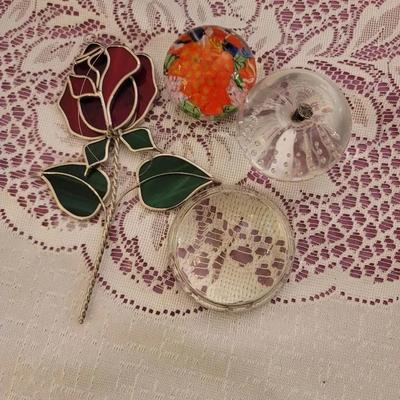 Glass Art - Stained and Blown Glass Paper Weights and Window Hanger