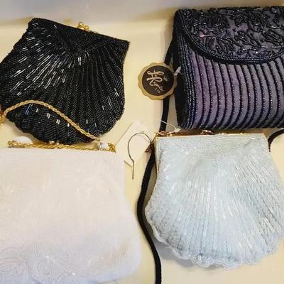 Beaded Evening Hand/Shoulder Bags - Excellent Vintage Condition - 4 Pc Lot