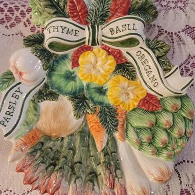 Fitz & Floyd French Herb Garden Serving Plate or Wall Hanging Plate Vintage