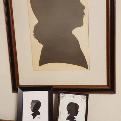 Framed Child Baby Silhouette Portraits X 3