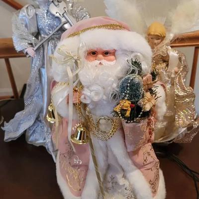 Angels and Santa Tree Toppers and Figures 3 Pc 