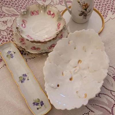 Limoges and Other Floral and Gold Trimmed Ceramics Lot