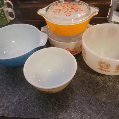Pyrex Lot Vintage - Mixed Patterns - Some TLC Needed - Sold AS IS 