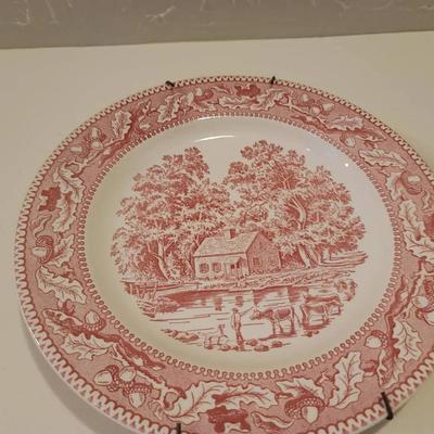 Memory Lane Sebring OH Red Transferware Plate Set on Hangers